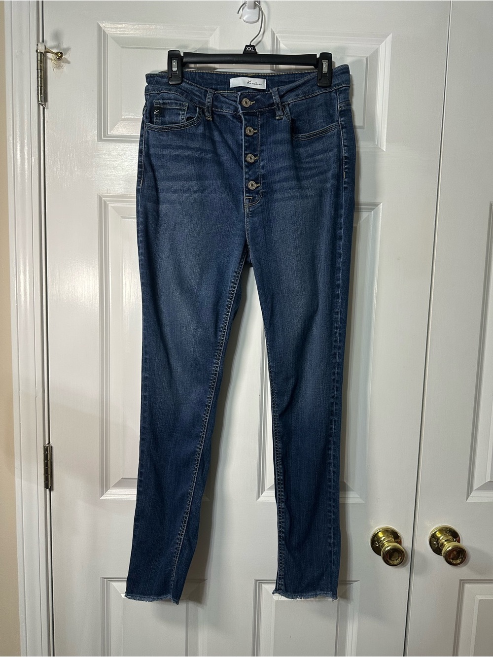 KanCan Dark Blue Skinny High-Rise Jeans with Button-Fly